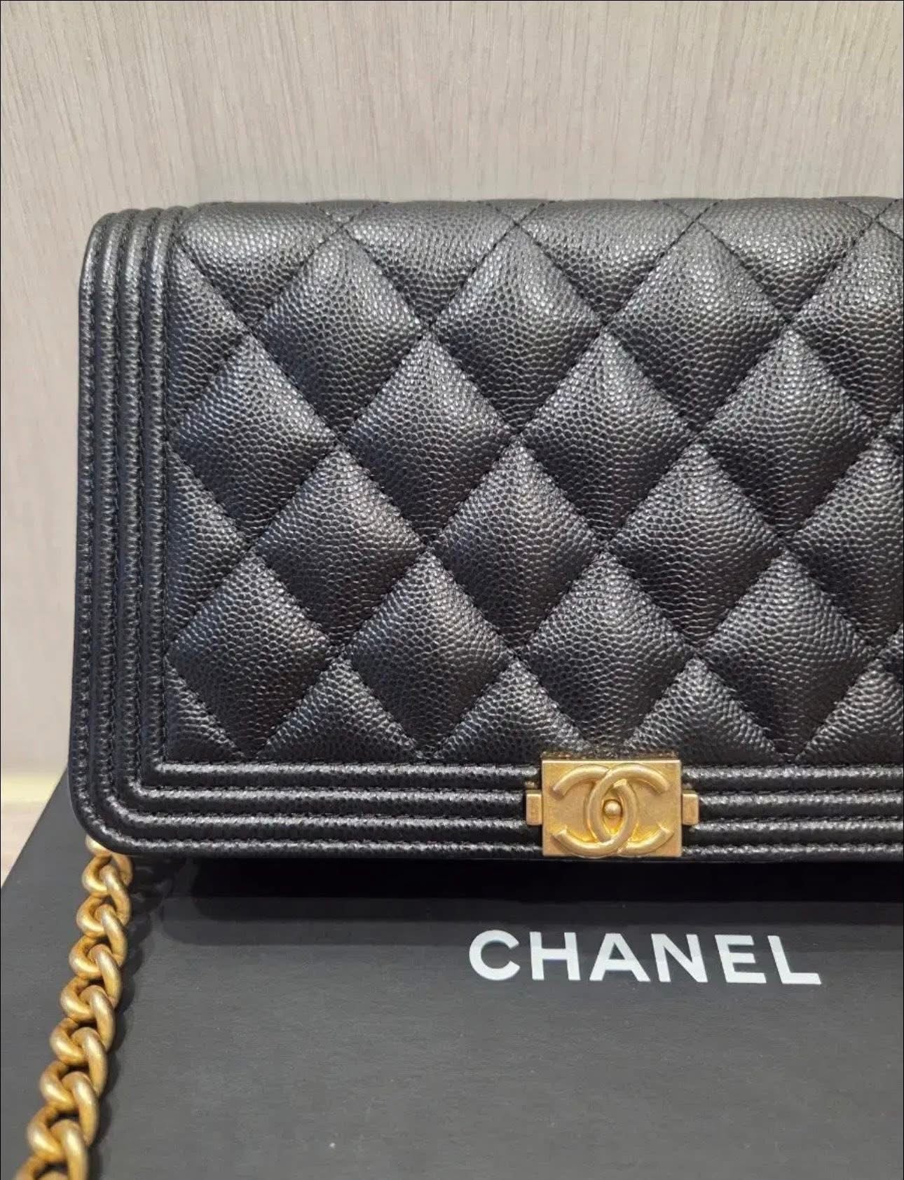 Chanel Le Boy WOC – Black Quilted Caviar Leather with Gold Hardware