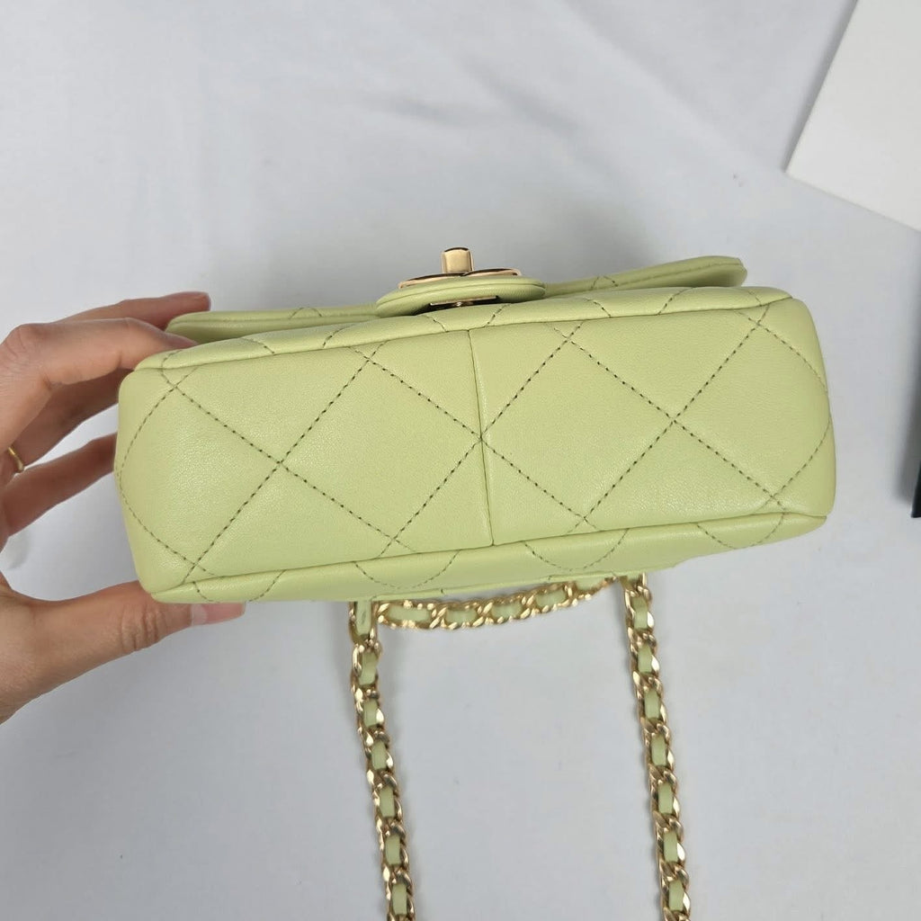 Chanel Top Handle Crossbody Lime Green GHW