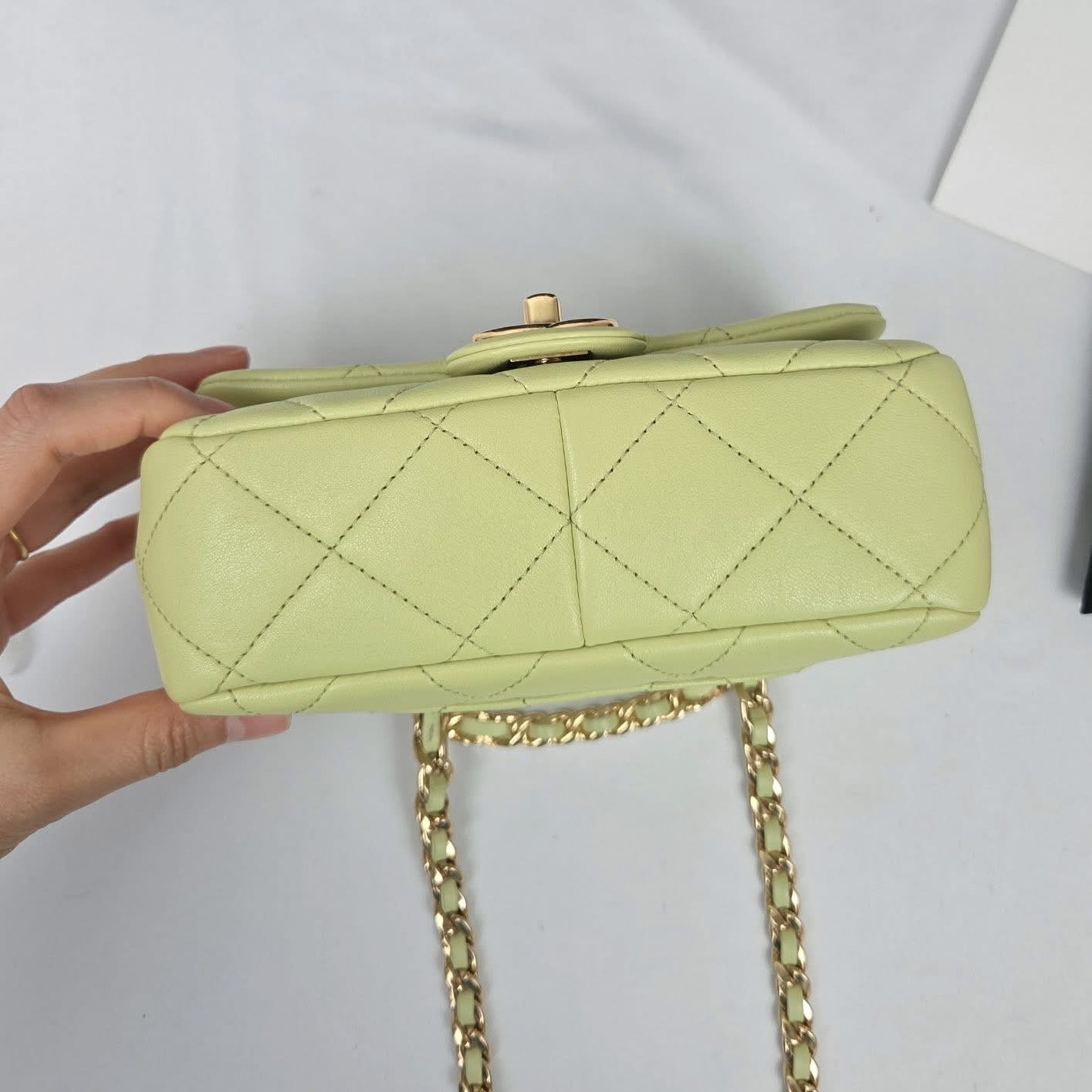 Chanel Top Handle Crossbody Lime Green GHW