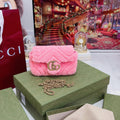 Gucci Marmont Pink Shearling Super Mini WOC – Gold Hardware