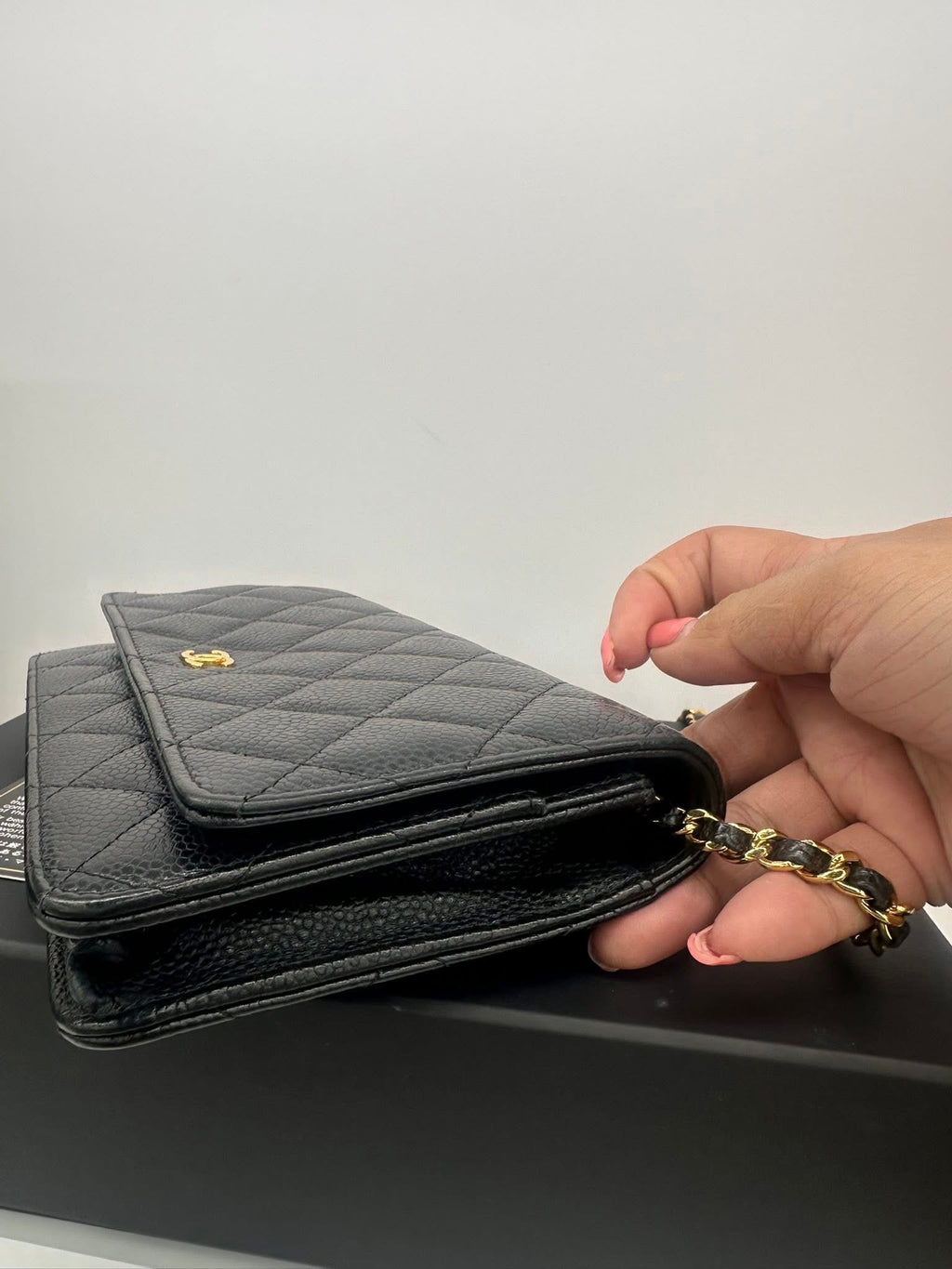 Chanel Classic Wallet on Chain WOC Black Caviar GHW Series 24