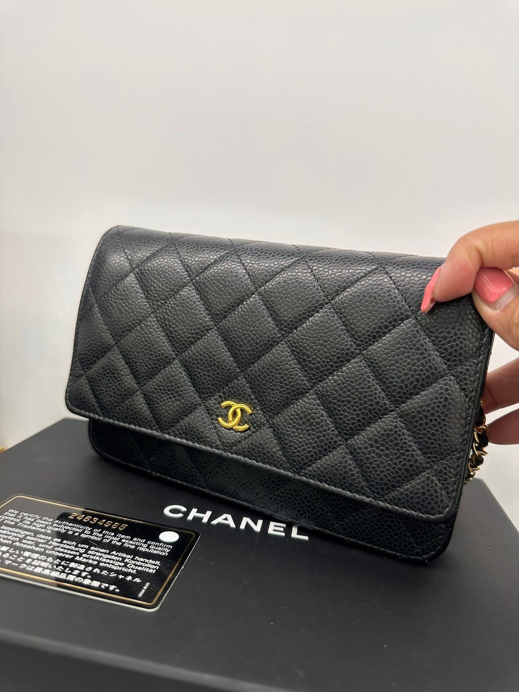 Chanel Classic Wallet on Chain WOC Black Caviar GHW Series 24