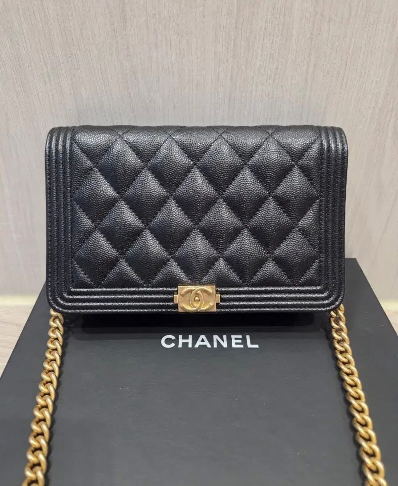 Chanel Le Boy WOC – Black Quilted Caviar Leather with Gold Hardware