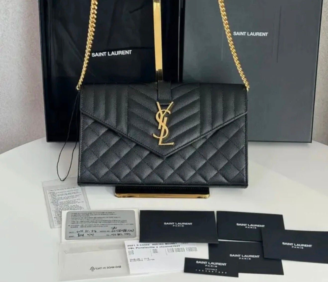 Saint Laurent Envelope Chain Wallet / Crossbody Bag