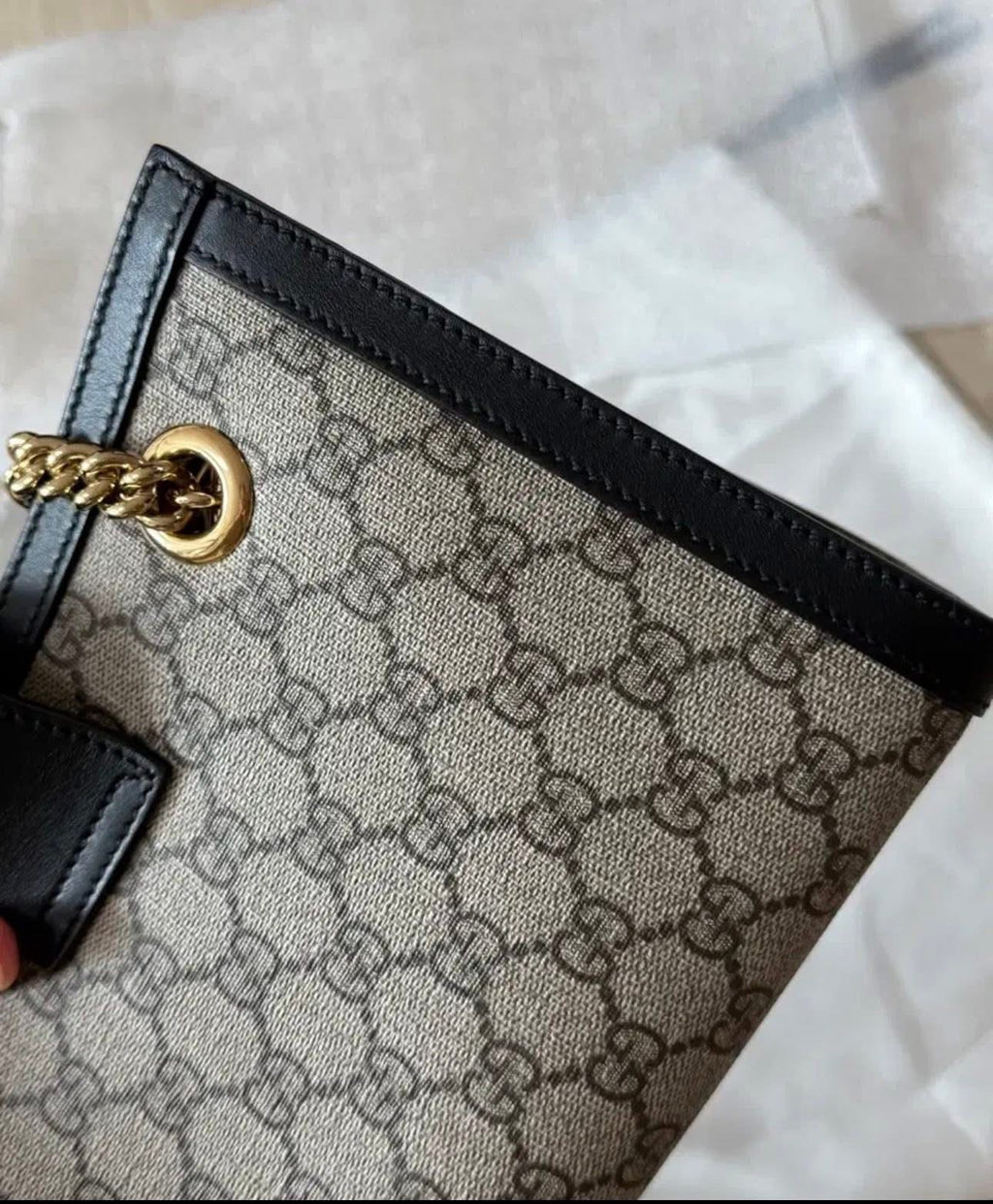 Gucci Small Padlock Shoulder Bag – GG Supreme Canvas – Black/Beige – Gold Hardware