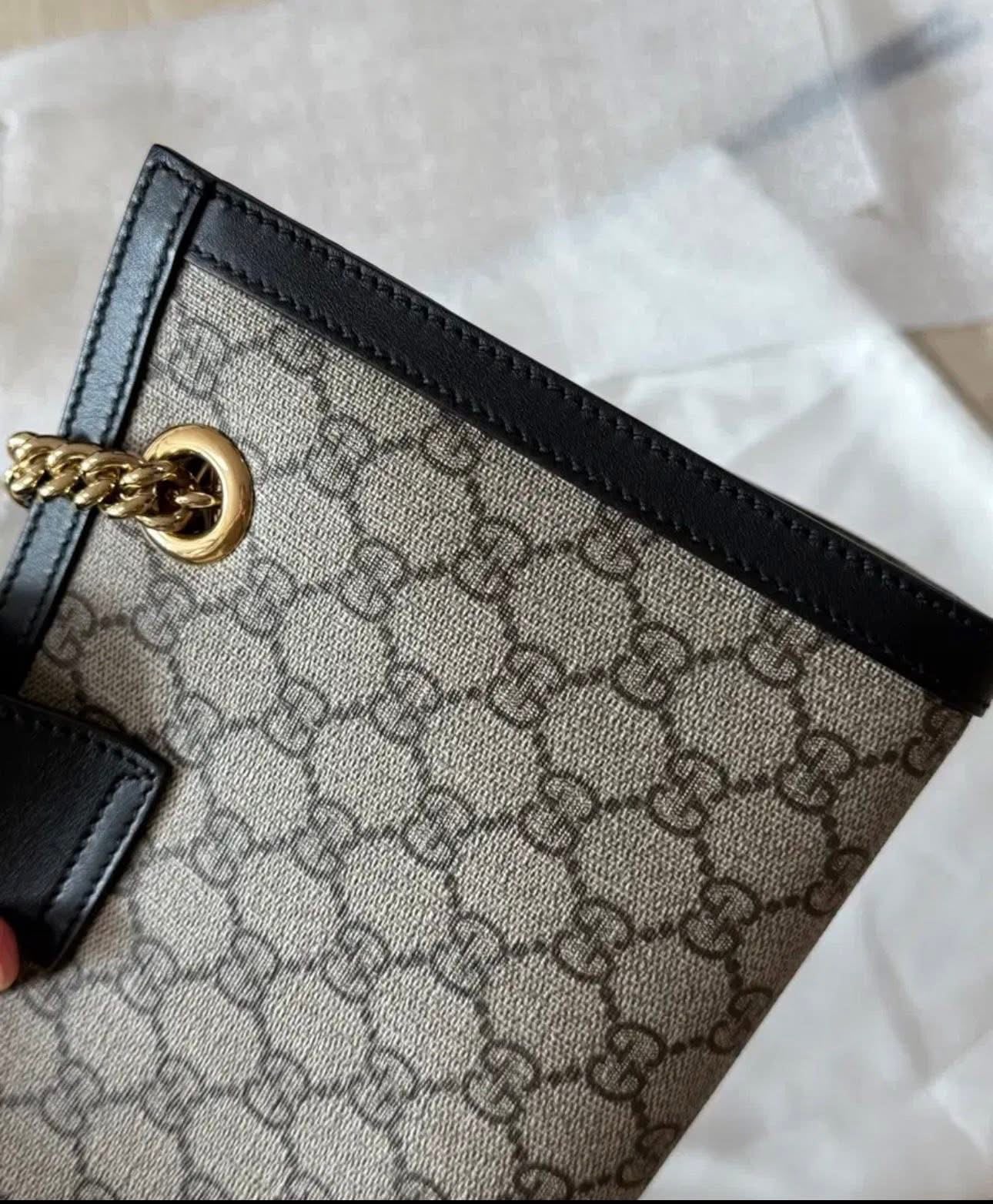 Gucci Small Padlock Shoulder Bag – GG Supreme Canvas – Black/Beige – Gold Hardware