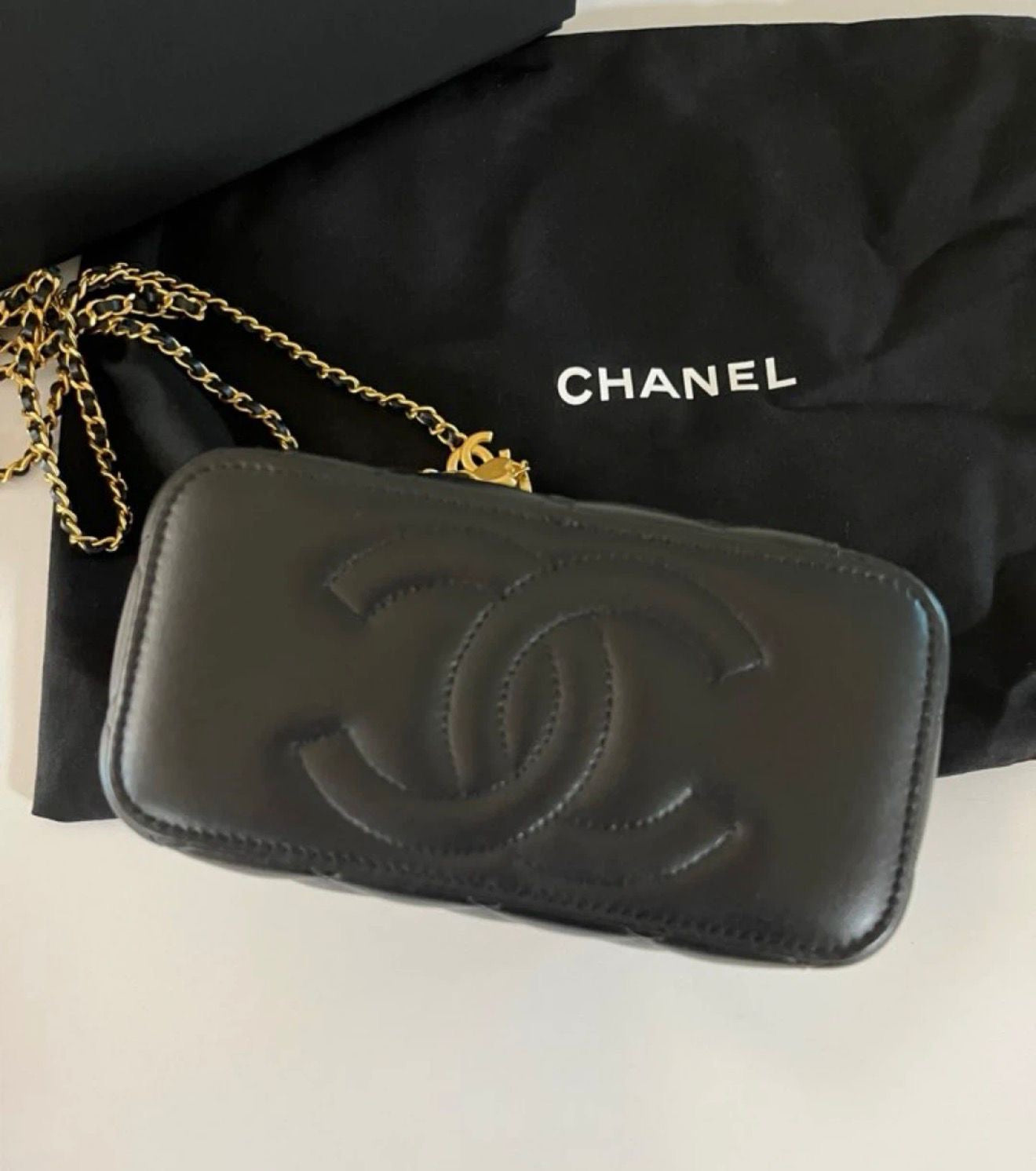 Chanel Vanity Case Mini Bag – Black Quilted Leather Gold Hardware