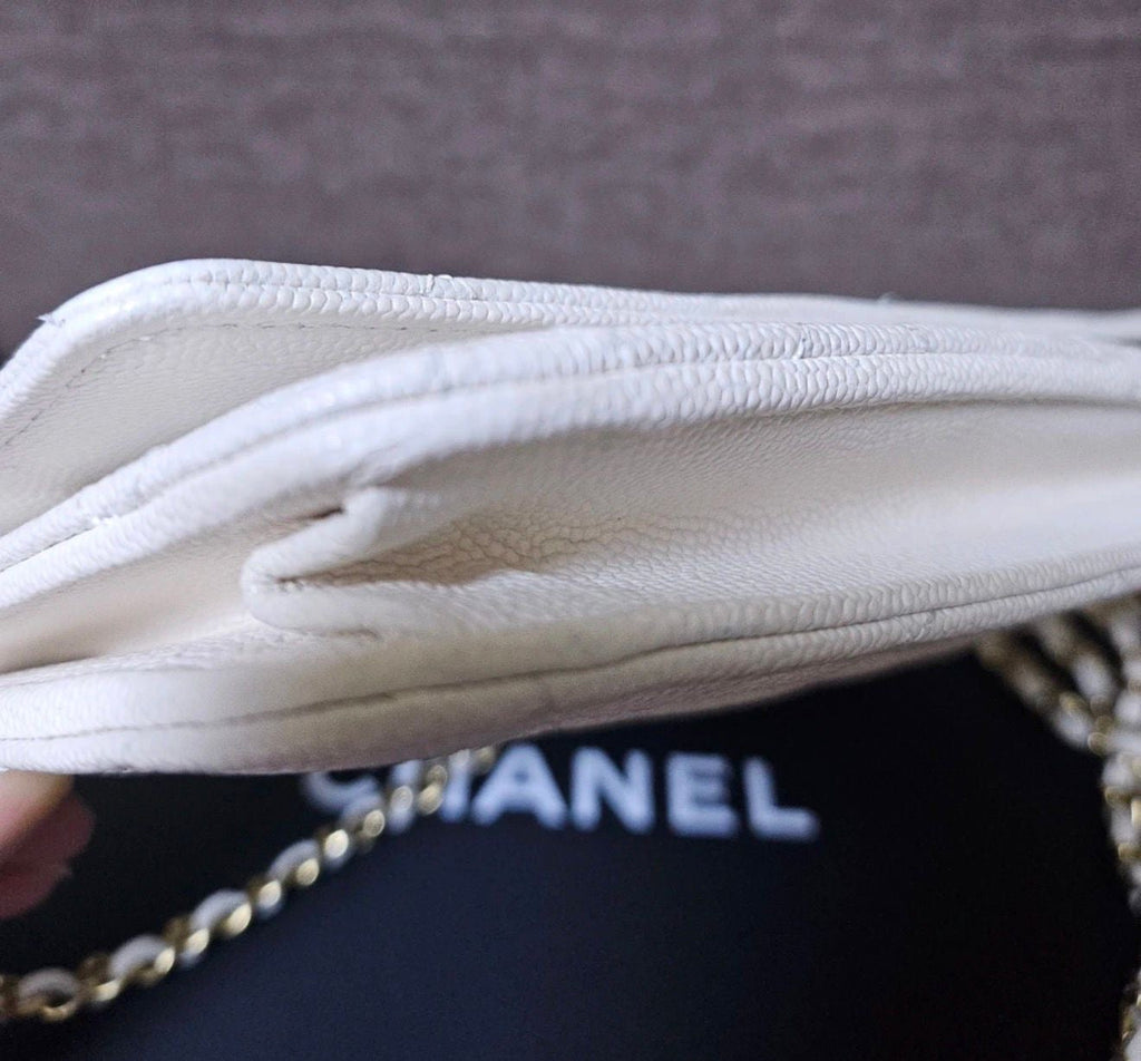Chanel Wallet on Chain (WOC) – White Caviar Leather Gold Hardware