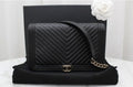 Chanel Boy Bag Chevron WOC – Black Caviar with Champagne Gold Hardware