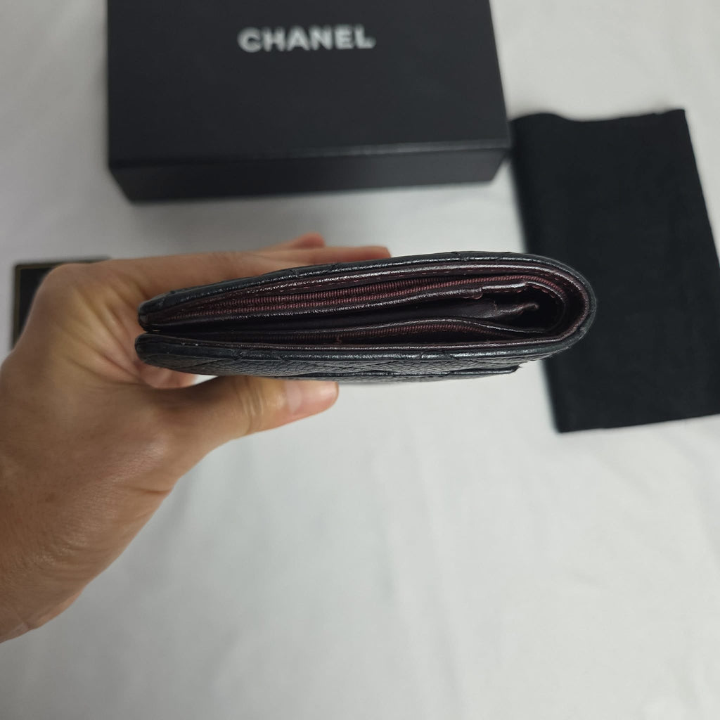 Chanel Classic Long Wallet Black Caviar Leather GHW Series 18