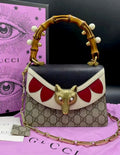 Gucci GG Supreme Pearl Fox Bamboo Top Handle Bag - Limited Editon