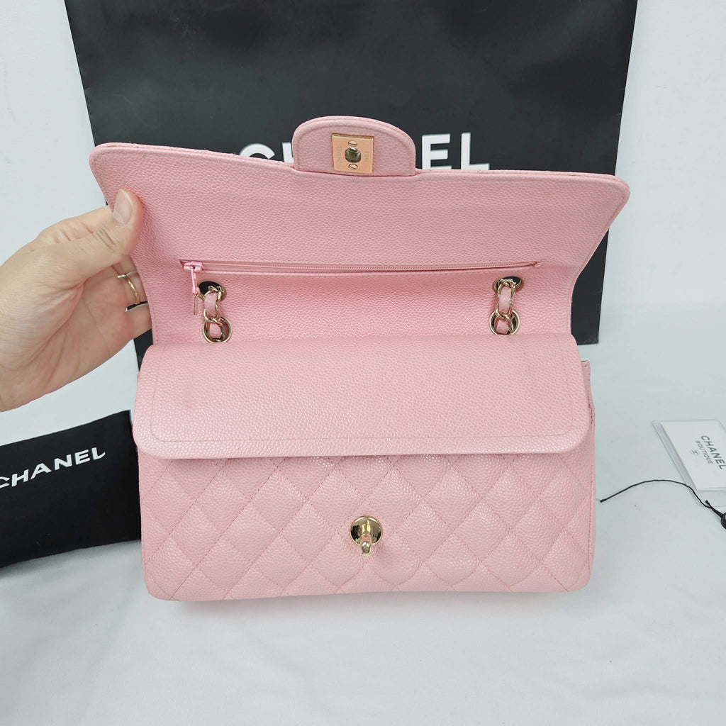 Chanel Classic Medium Caviar Light Pink Gold