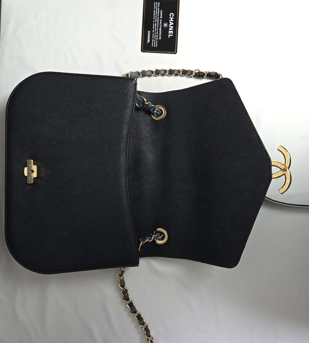 Chanel Chanel Handle & Crossbody Caviar Black Gold