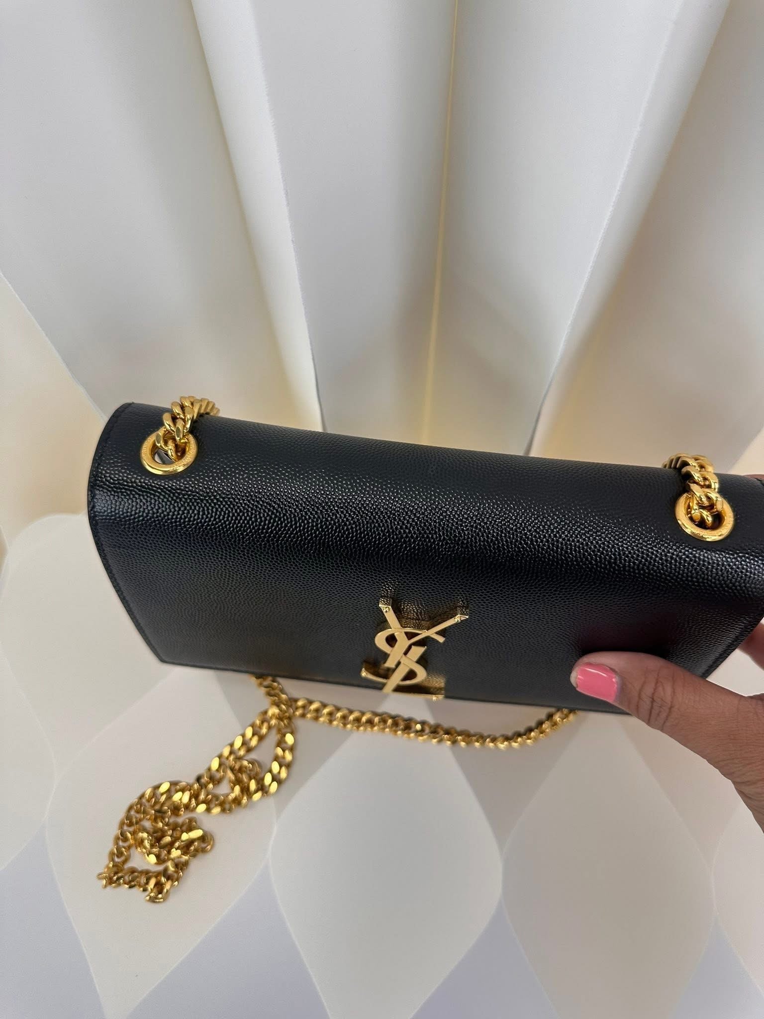 Saint Laurent YSL Small Chain Wallet Black Gold