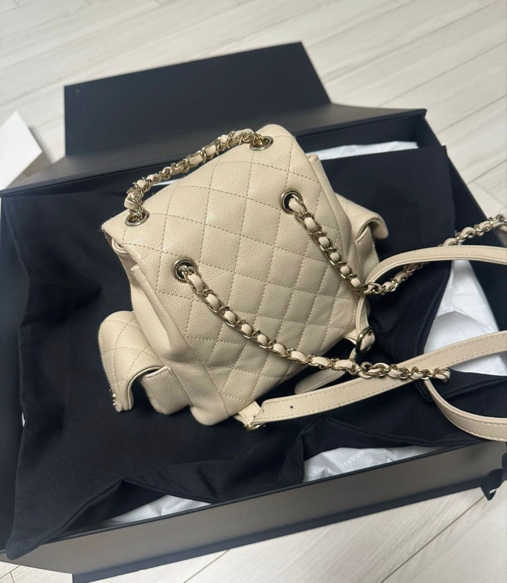 Chanel Small Backpack Beige Caviar GHW