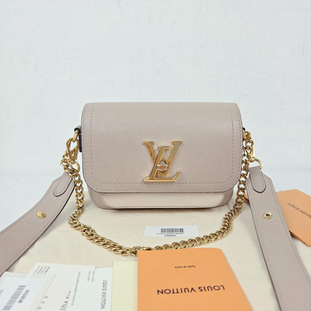 Louis Vuitton Lockme Tender Greige Leather Bag – Gold Hardware