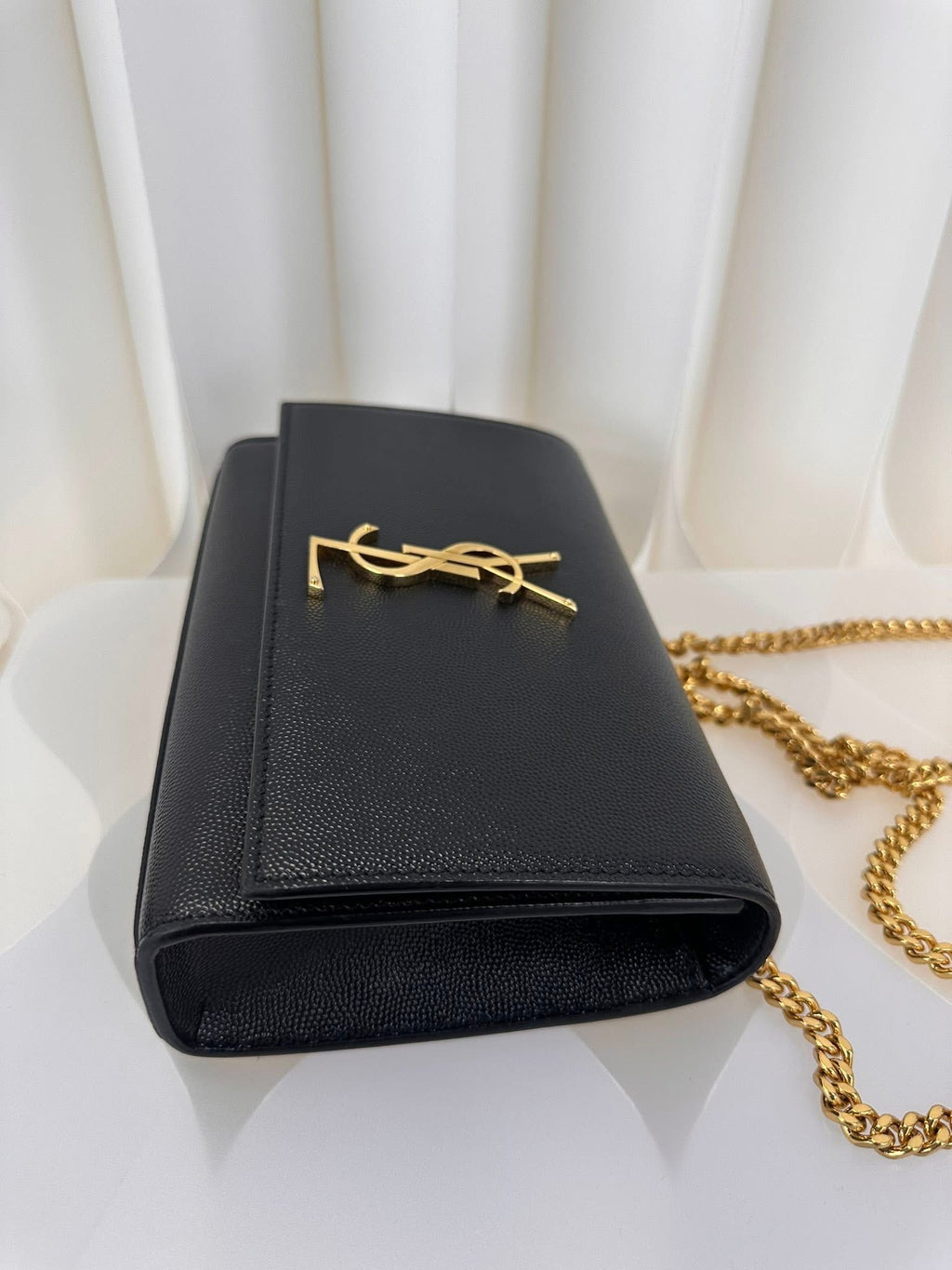 Saint Laurent YSL Small Chain Wallet Black Gold