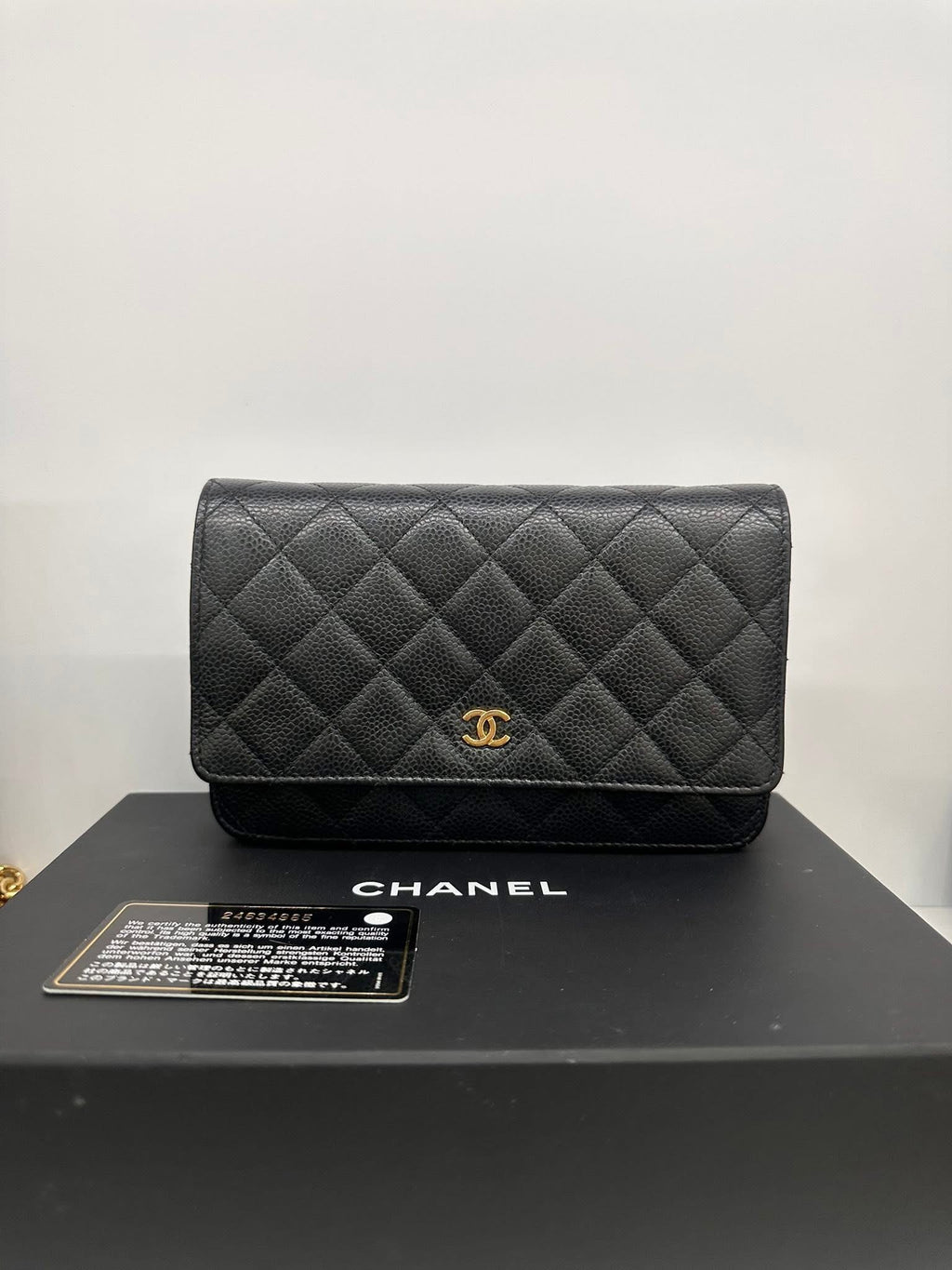 Chanel Classic Wallet on Chain WOC Black Caviar GHW Series 24