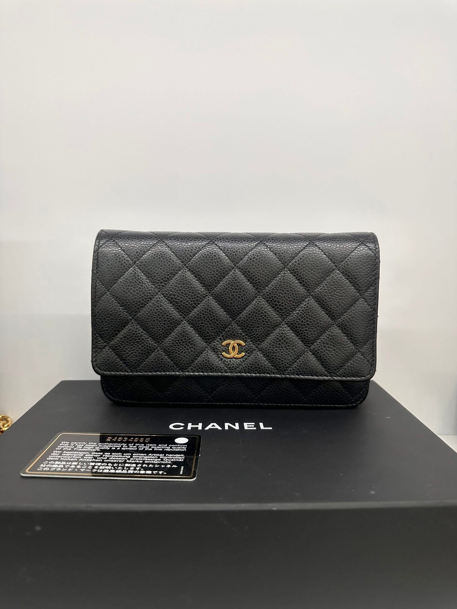 Chanel Classic Wallet on Chain WOC Black Caviar GHW Series 24