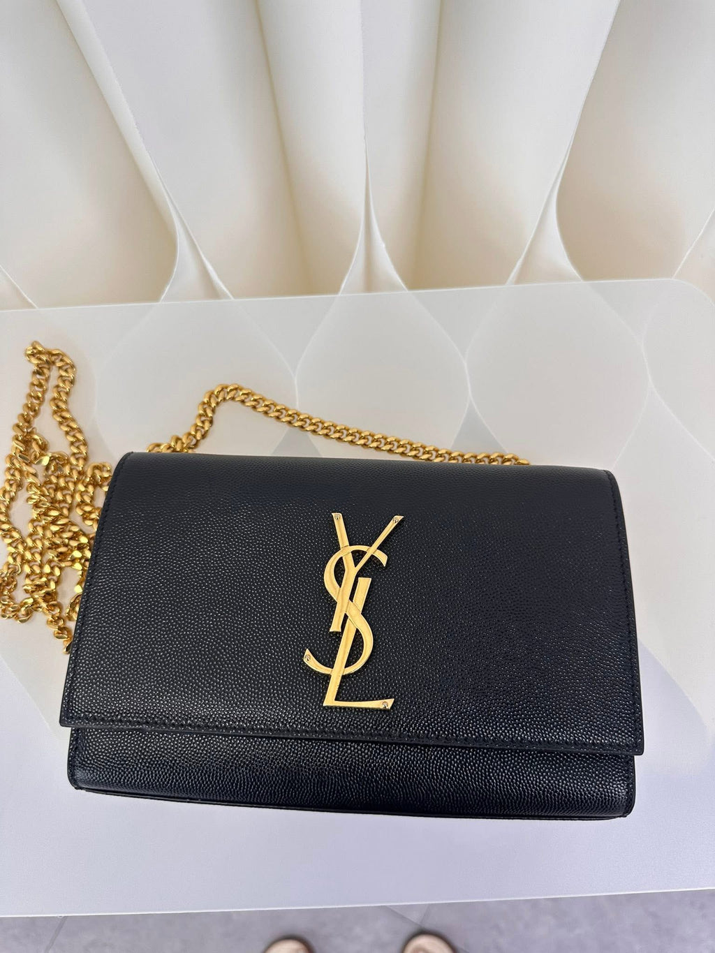 Saint Laurent YSL Small Chain Wallet Black Gold