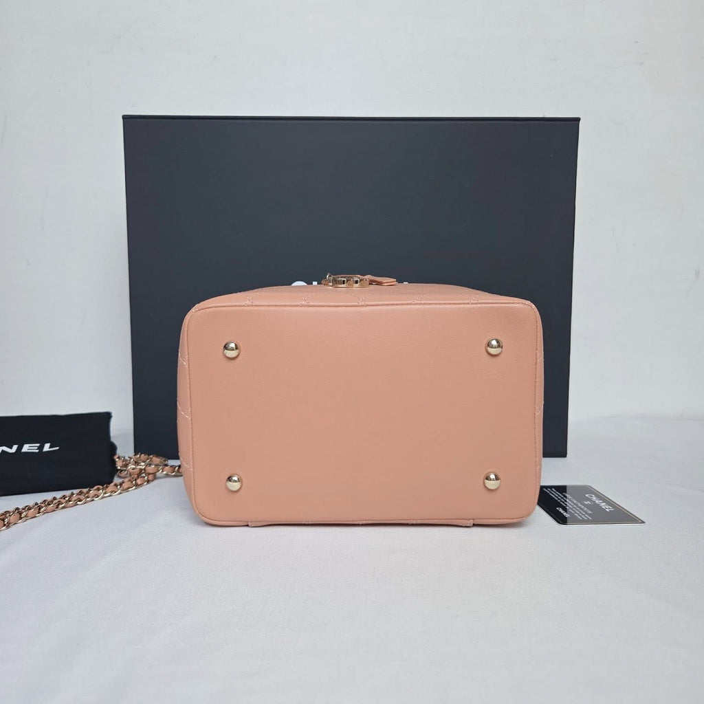 Chanel Chanel Cosmetic Vanity Medium Handle & Crossbody Beige Gold