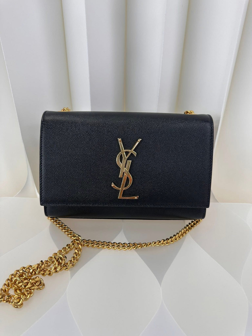 Saint Laurent YSL Small Chain Wallet Black Gold