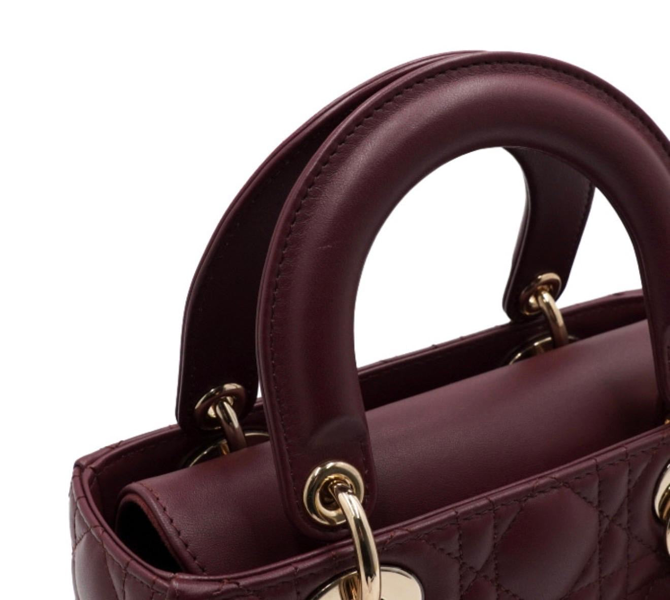 Lady Dior Small Burgundy Cannage Bag – Elegant Statement Piece