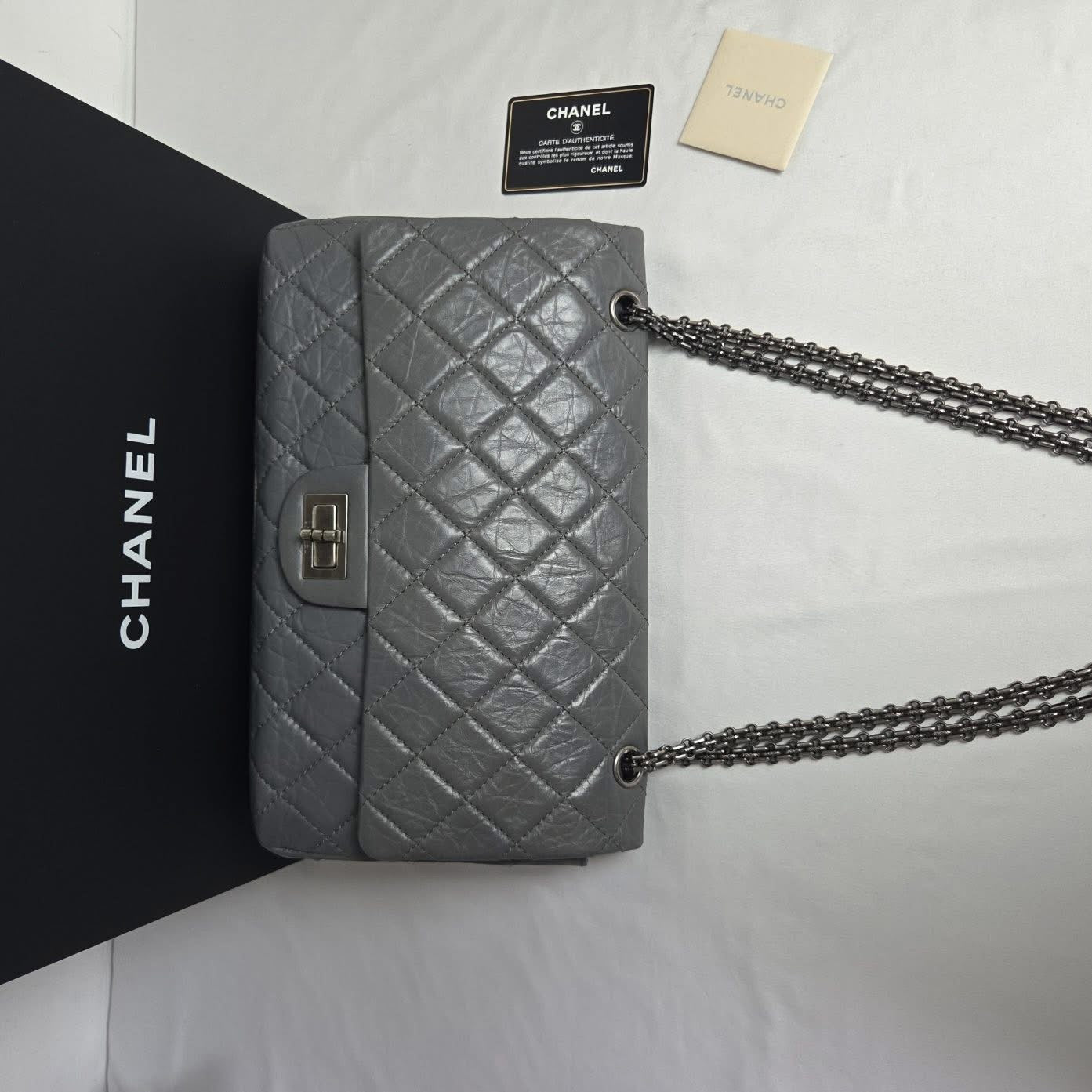 Chanel 2.55 Reissue Large Calfskin Charcoal Grey Series 14