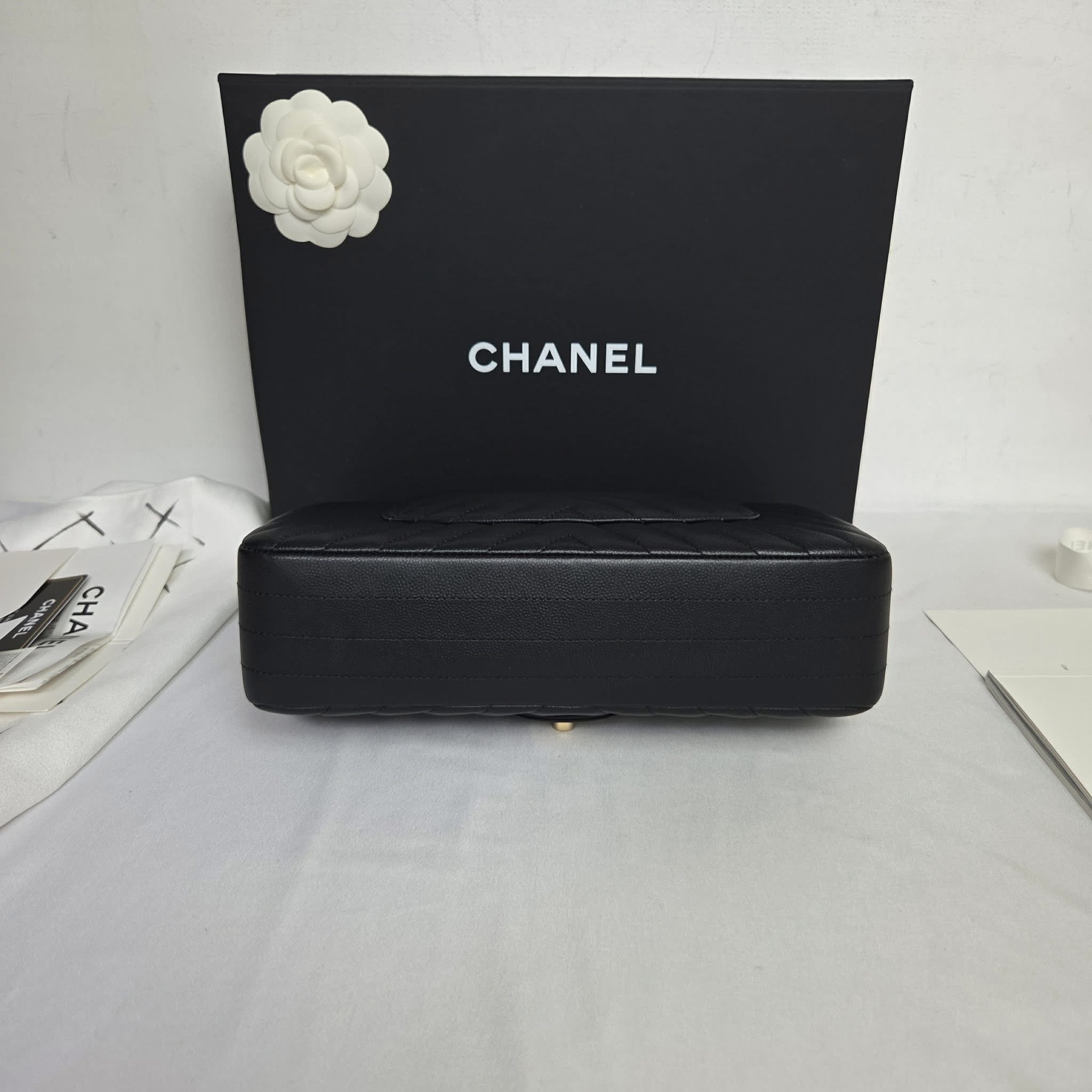 Chanel Classic Medium Caviar Black Gold