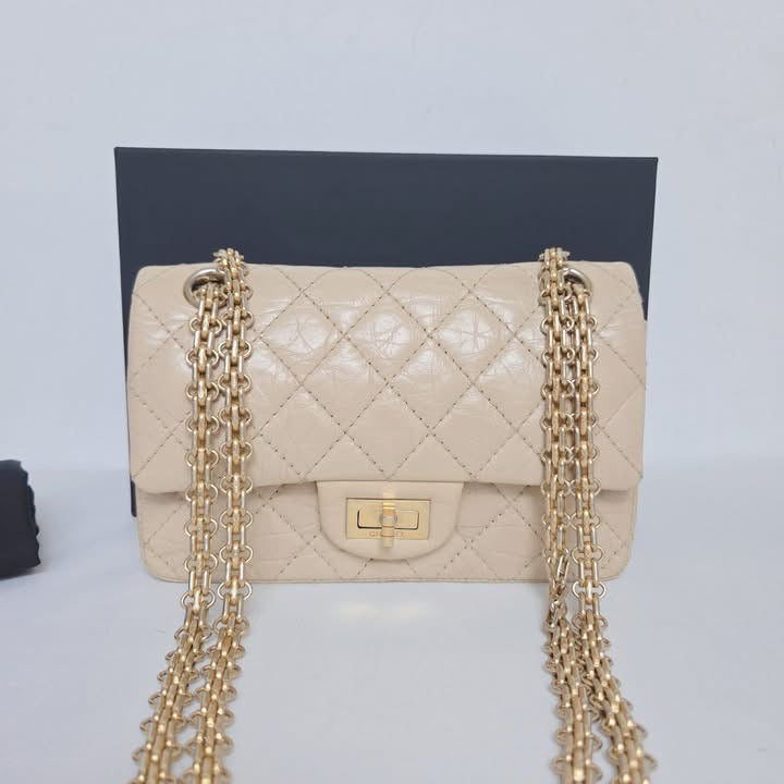 Chanel 2.55 Reissue Beige Gold Calfskin – Classic Timeless Flap