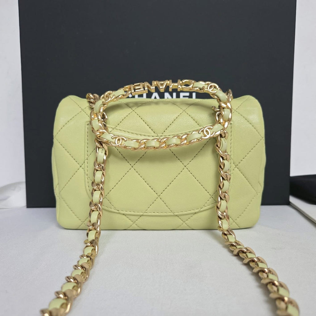 Chanel Top Handle Crossbody Lime Green GHW