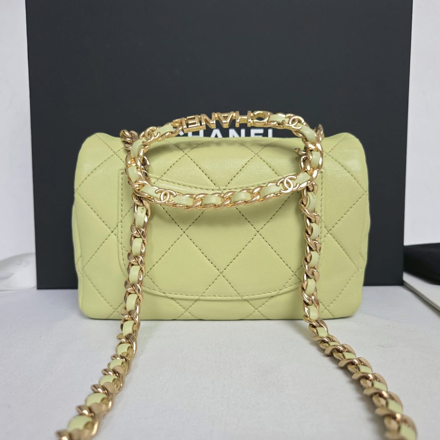 Chanel Top Handle Crossbody Lime Green GHW
