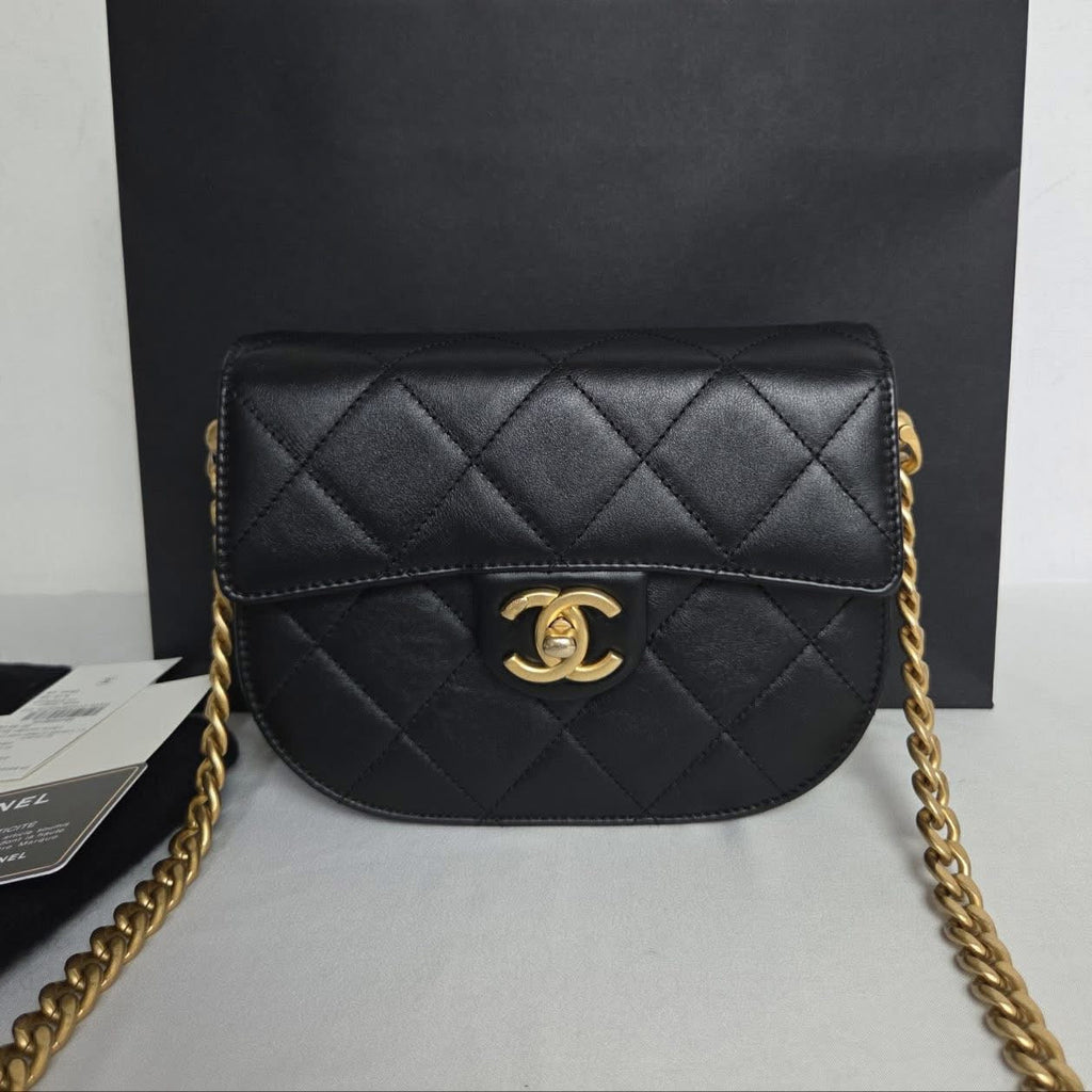 Chanel Calfskin Crossbody Black GHW