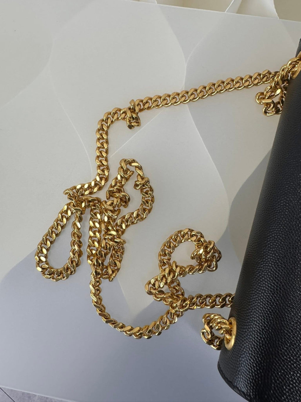 Saint Laurent YSL Small Chain Wallet Black Gold