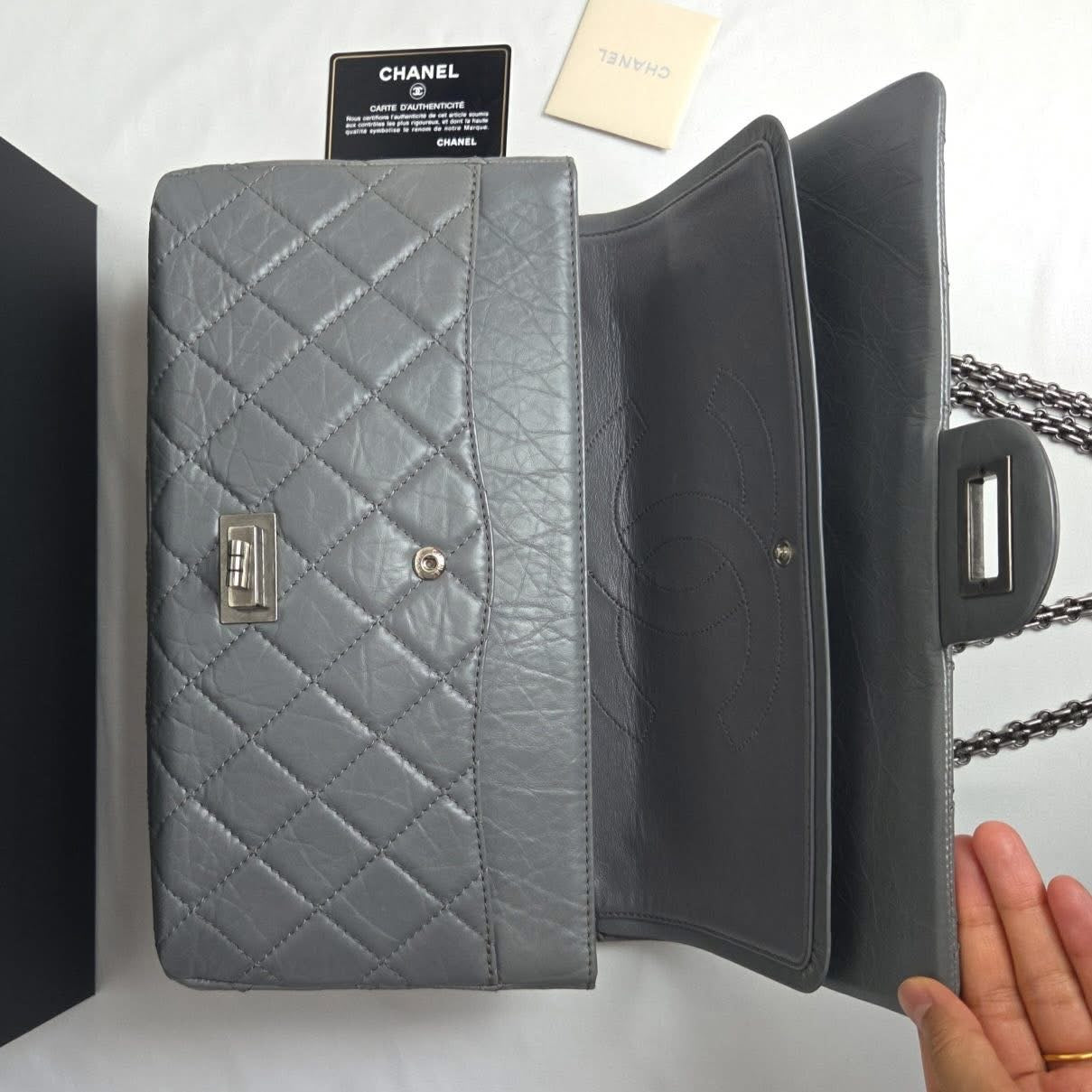 Chanel 2.55 Reissue Large Calfskin Charcoal Grey Series 14