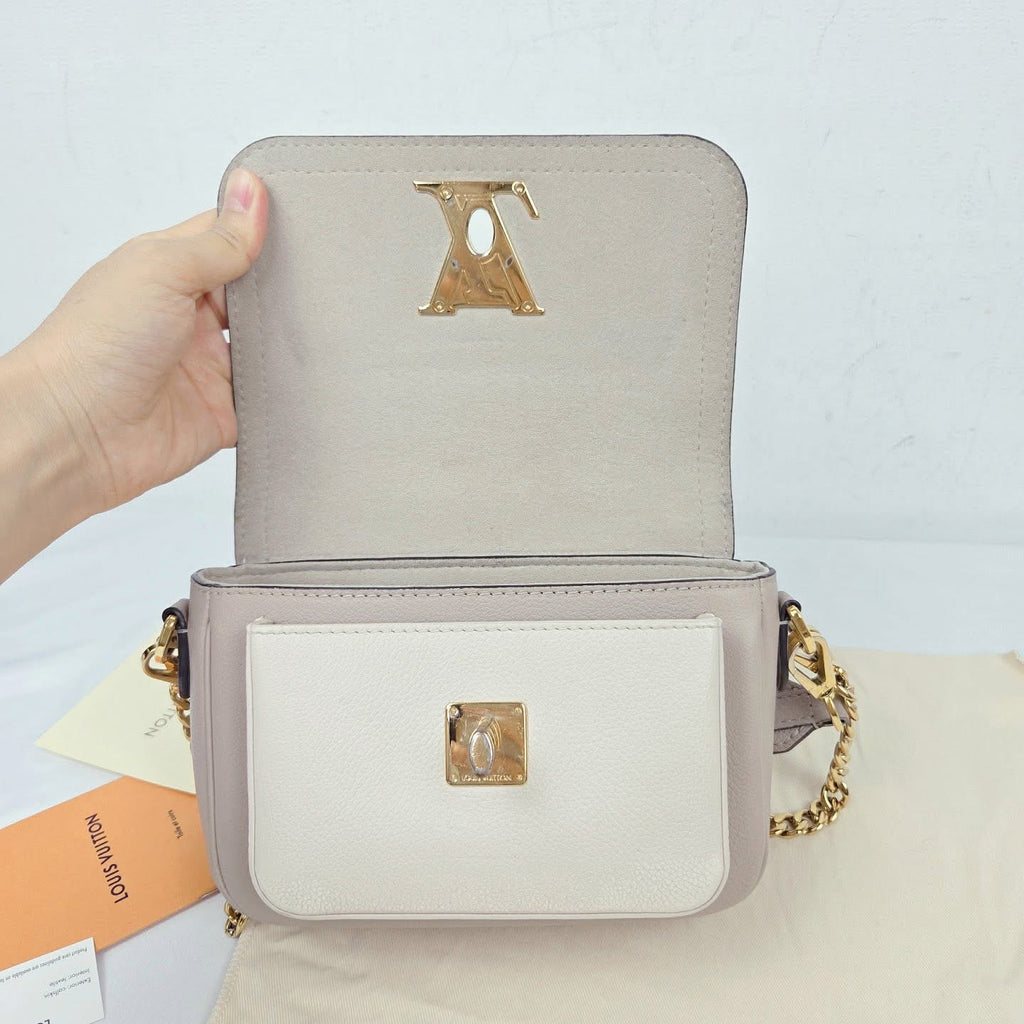Louis Vuitton Lockme Tender Greige Leather Bag – Gold Hardware