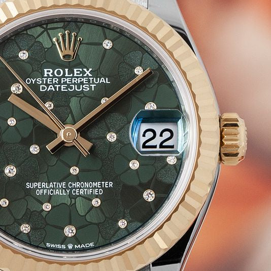 Rolex Datejust 31 – Olive Green Flower Motif, 24 Diamonds (278273)