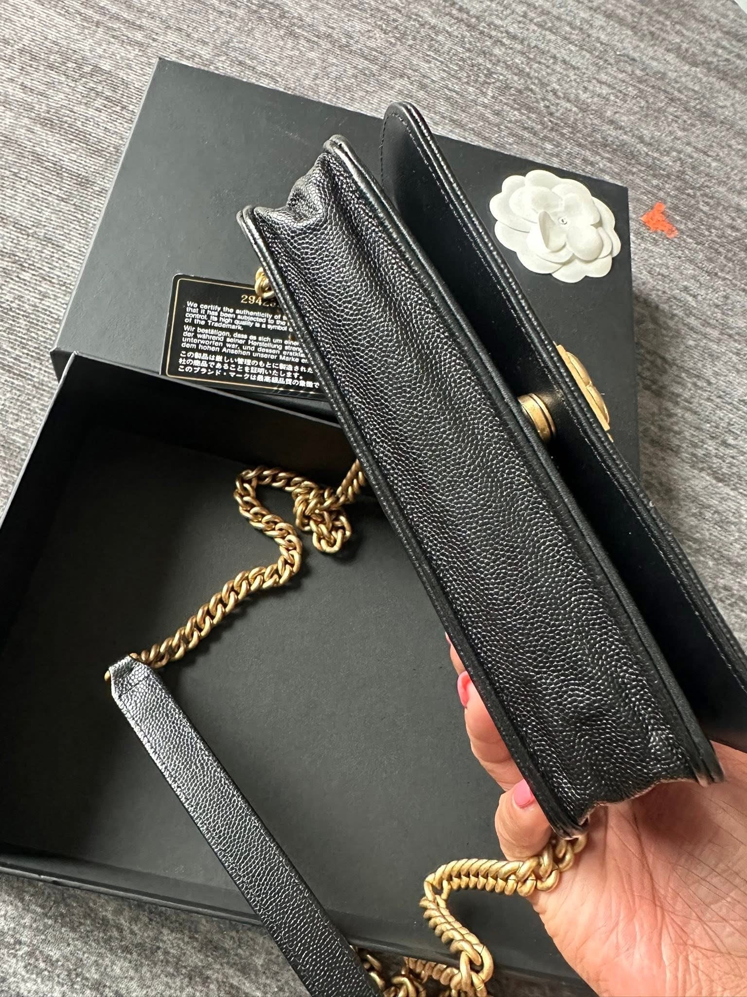 Chanel Boy Wallet on Chain Caviar Gold