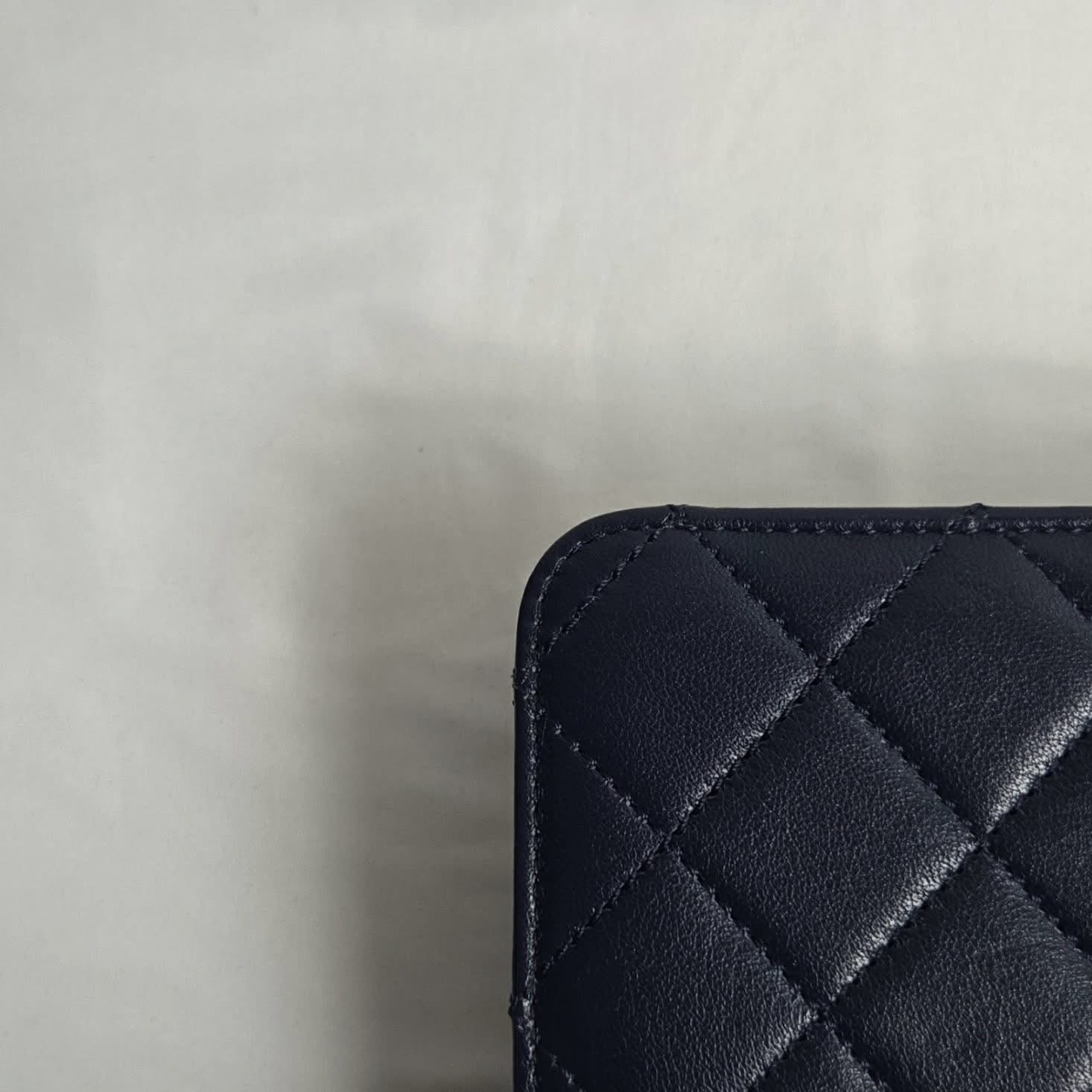 Chanel Calfskin Flap Chain Shoulder Bag Navy Gold