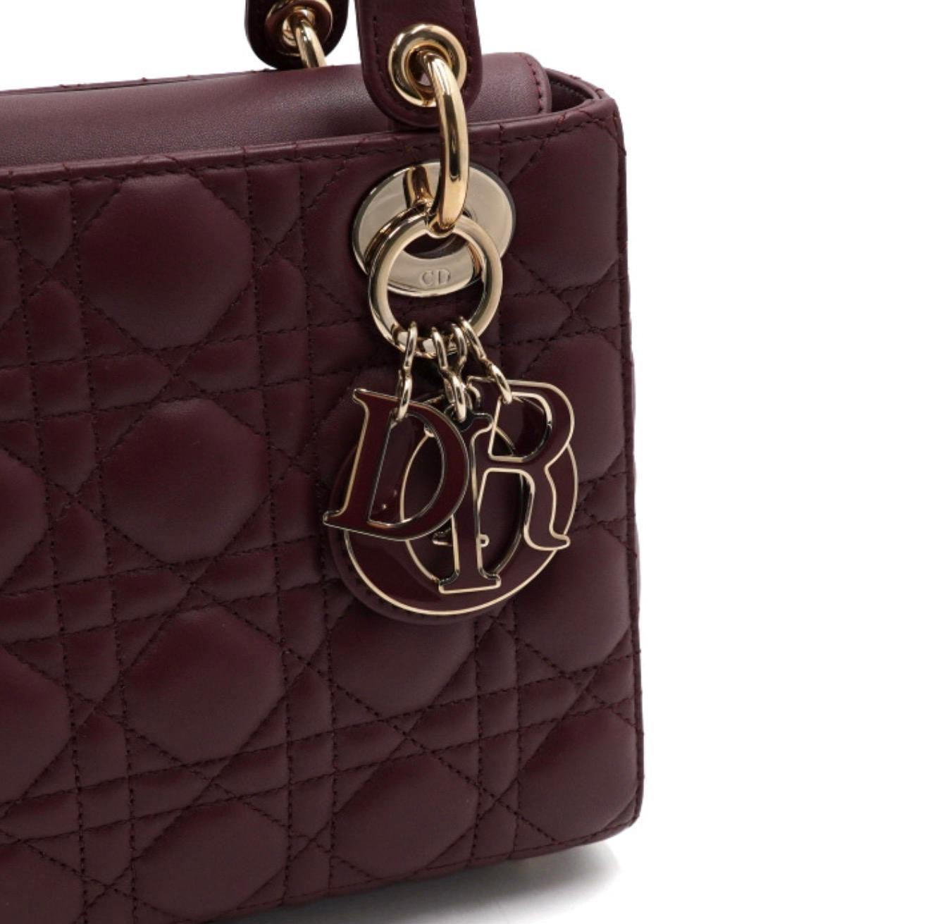 Lady Dior Small Burgundy Cannage Bag – Elegant Statement Piece
