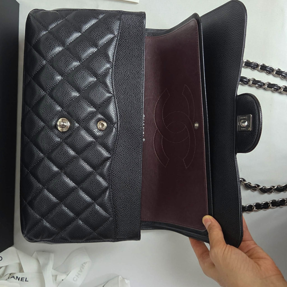 Chanel Classic Jumbo Caviar – Silver Hardware