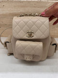 Chanel Small Backpack Microchip Champagne Gold