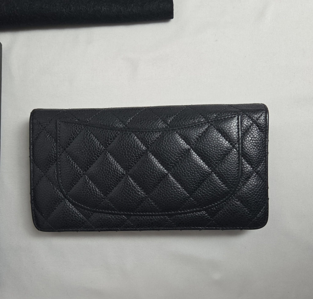 Chanel Classic Long Wallet Black Caviar Leather GHW Series 18