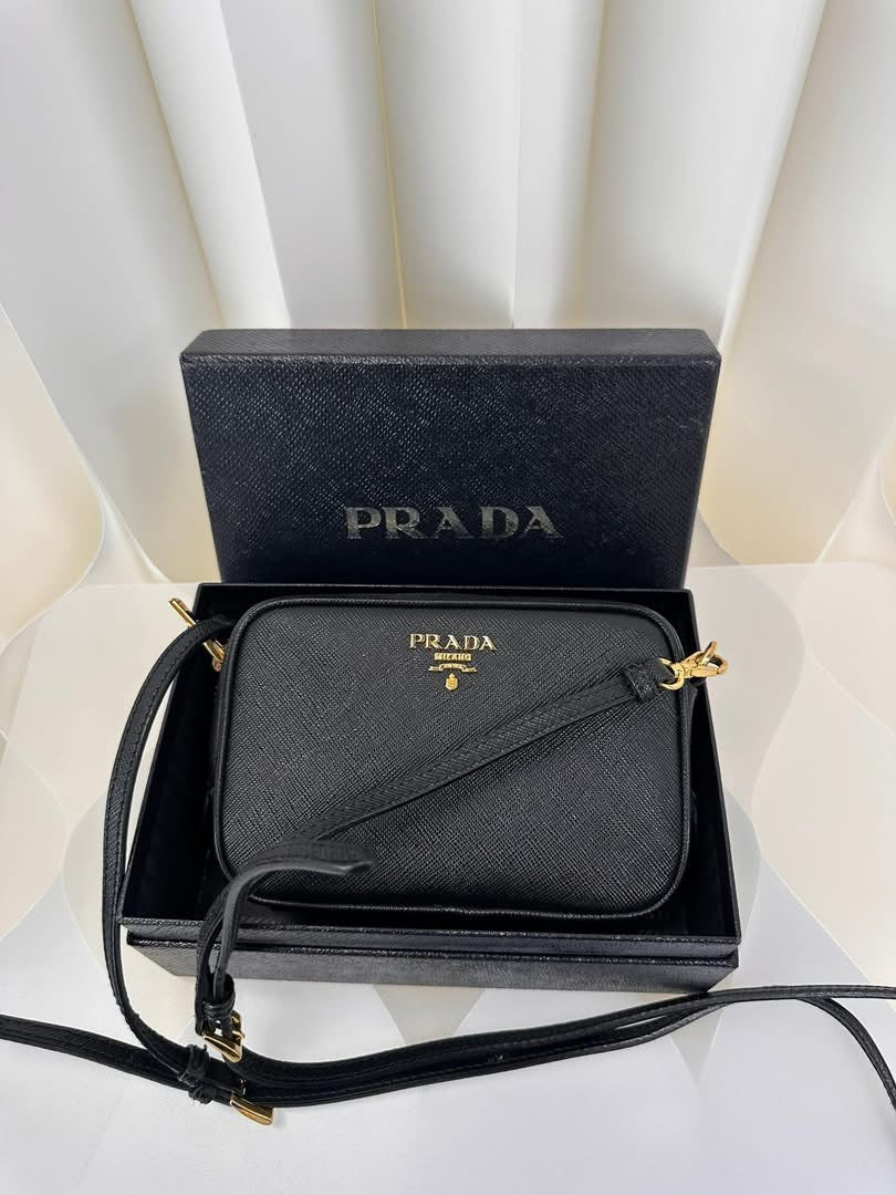 Prada Mini Crossbody Black Gold
