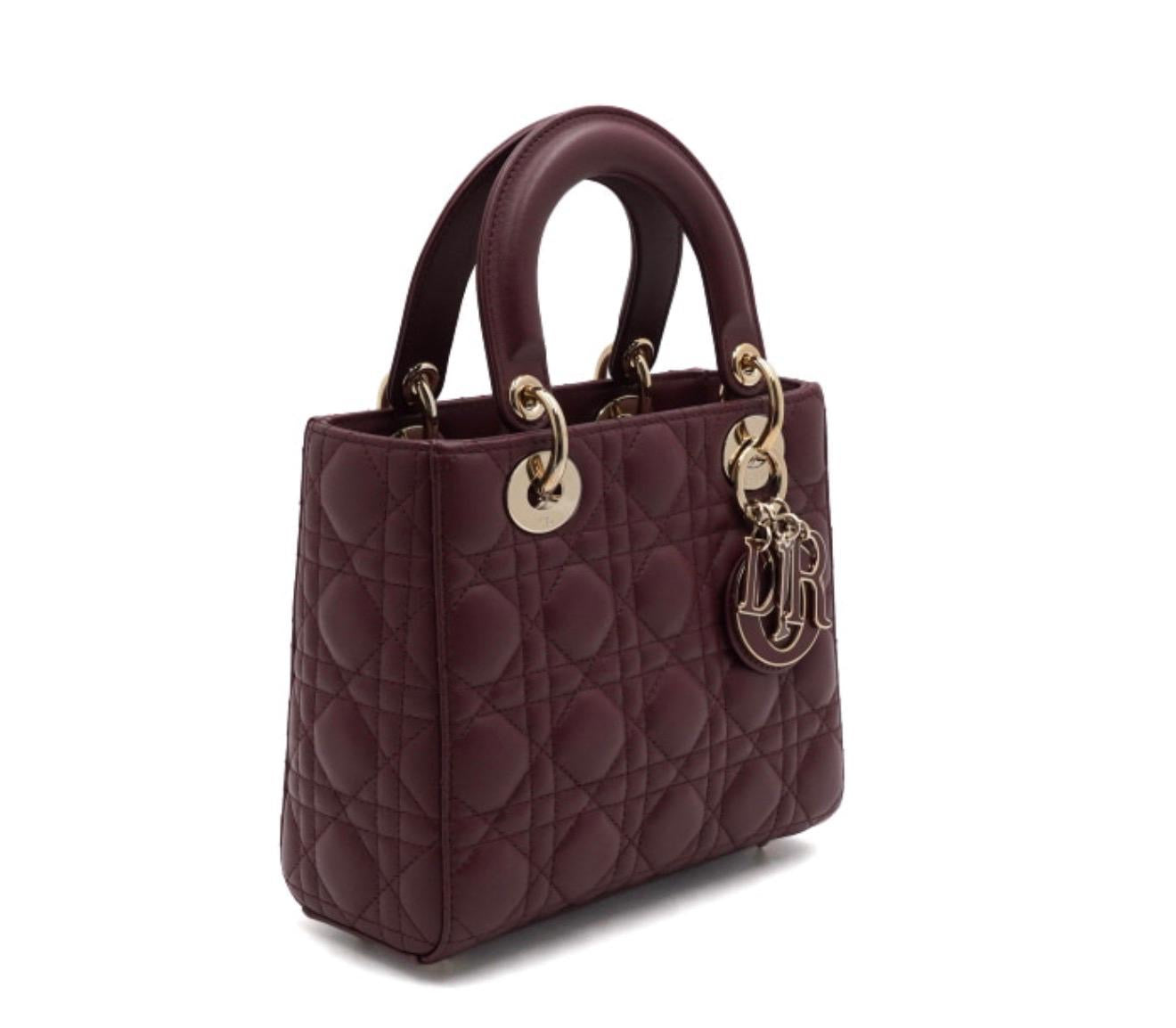Lady Dior Small Burgundy Cannage Bag – Elegant Statement Piece