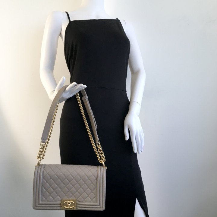Chanel Boy Medium Caviar (Taupe)