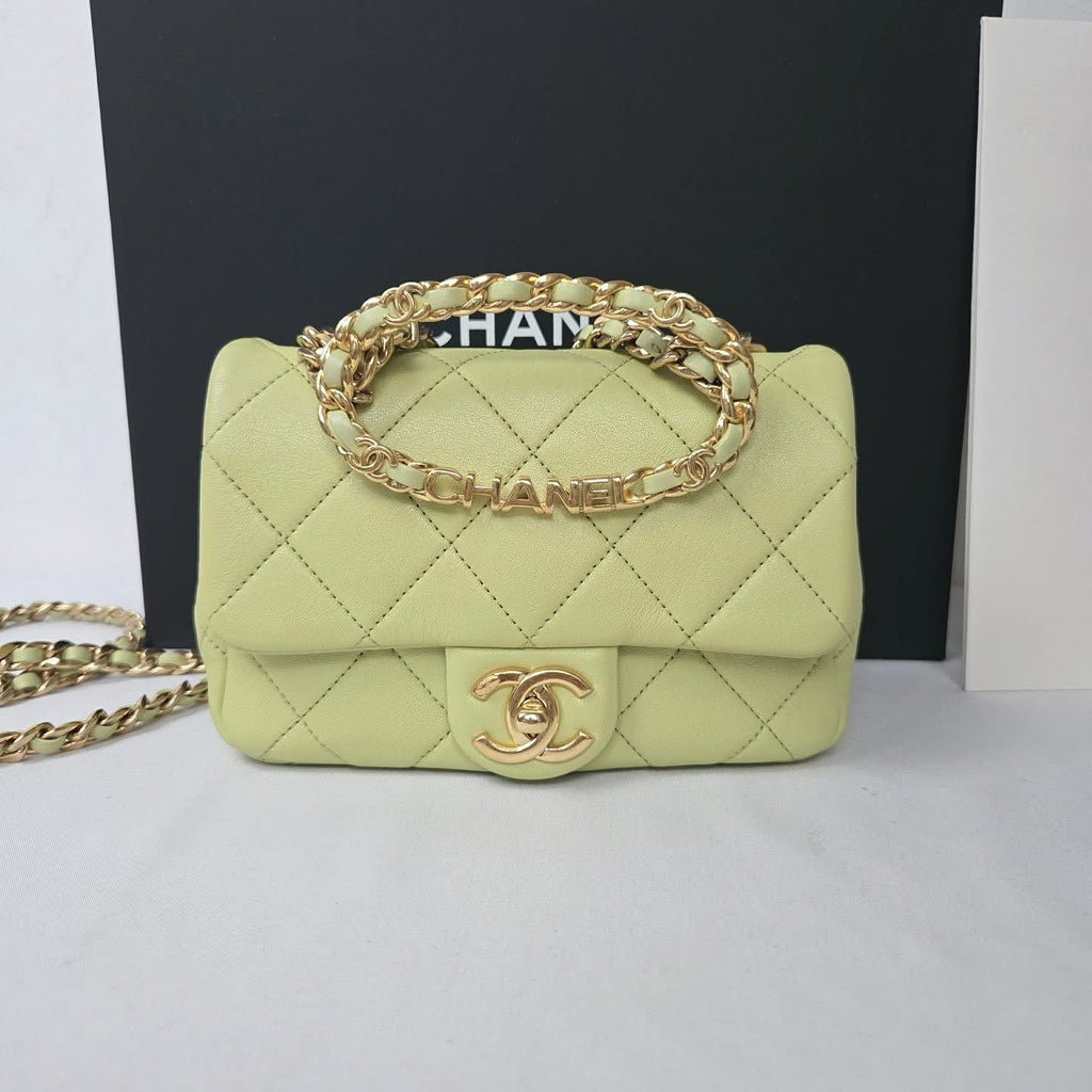Chanel Top Handle Crossbody Lime Green GHW