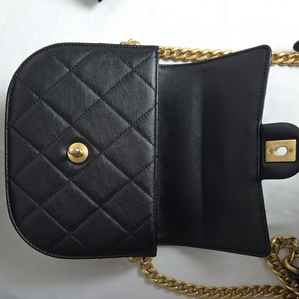 Chanel Calfskin Crossbody Black GHW