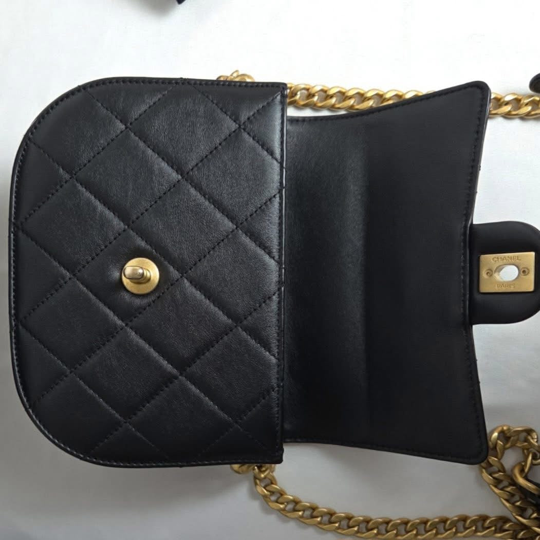 Chanel Calfskin Crossbody Black GHW