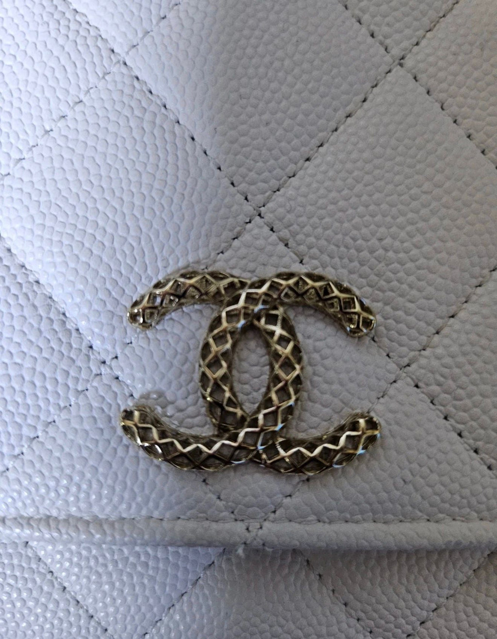 Chanel Wallet on Chain (WOC) – White Caviar Leather Gold Hardware
